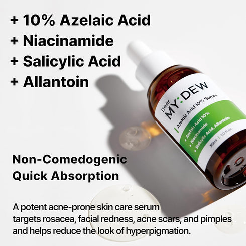 10% Azelaic Acid Serum with Niacinamide, Salicylic Acid, Allantoin, Rosacea Treatment for Face Redness Relief, Reduce Cystic Acne Scar, Pimples, N...