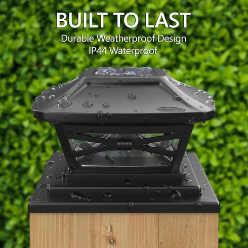 Davinci Lighting Renaissance Solar Outdoor Post Cap Lights - Includes Bases for 4x4 5x5 6x6 Posts - Bright LED Light - Slate Black (1 Pack)...