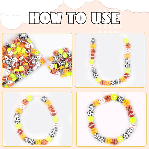 180 Pcs Sports Ball Polymer Clay Beads for Bracelets Charms Making Pony Beads Shapes for Friendship Bracelets Spacer Beads Supplies for DIY Bracel...