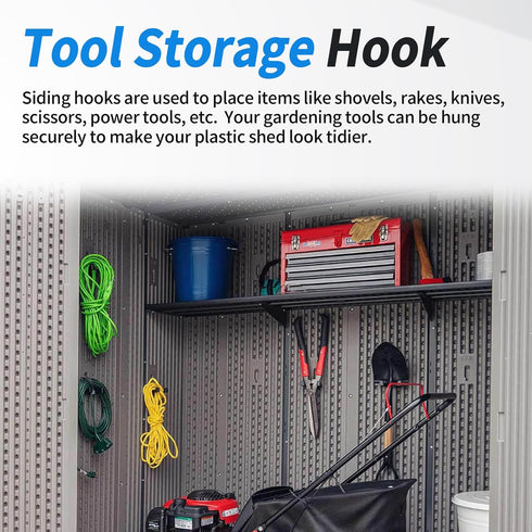 Tool Hooks Compatible with Lifetime Storage Shed Accessories, Black Shed Hook fit for Rakes Shovels Scissors Knives Power Tools, Plastic Shed Acce...