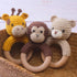 Safari Animals Wooden Baby Rattle Toys Stuffed Crochet Rattle with Teether Ring for Newborn, Beige Bear...