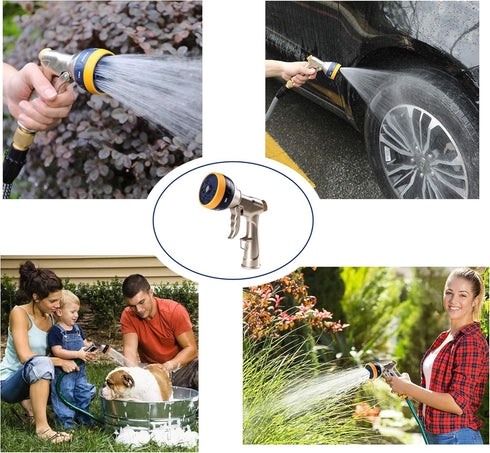 Garden Hose Nozzle Heavy Duty High Pressure Garden Sprayer for Car Washing, Watering Garden, Showering Dog & Pets with 7 adjustable patterns and f...