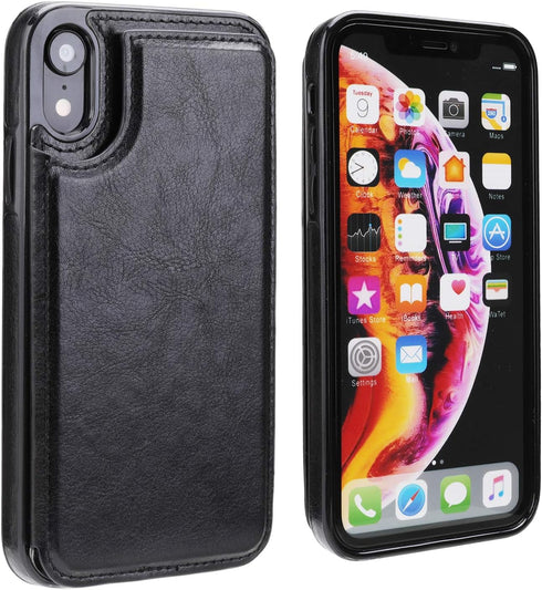 iPhone XR Wallet Case with Card Holder, Premium PU Leather Kickstand Card Slots Case,Double Magnetic Clasp and Durable Shockproof Cover for iPhone...