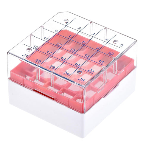 uxcell Centrifuge Tube Freezer Storage Box 25 Places Waterproof Polypropylene Cryogenic Holder Rack for 1.8/2ml Microcentrifuge Tubes Vials Sample...