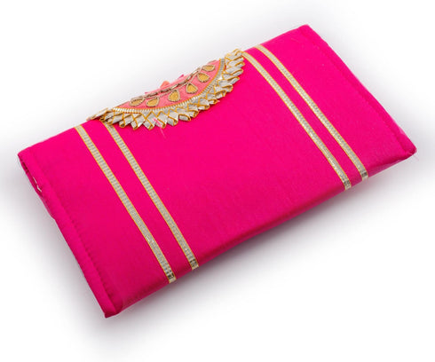 Handmade Gota Pati work Purse Wallet Batawa Clutch Hand Stitched Traditional Ethnic Golden Work Wedding Envelope for Girls Women for Party Wedding...