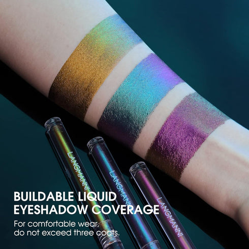 Jolilab Metallic Liquid Chameleon Eyeshadow, Multi-Dimensional Eye Looks, Long-lasting Holographic Glitter Multichrome Eyeshadows Makeup (#Peacock...