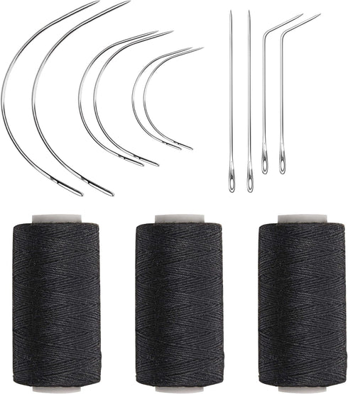 Ryalan Weaving Needle Combo Deal Black Thread with 10pcs Needle for Making Wig Sewing Hair Weft Hair Weave Extension, Big Medium and Small C J Sha...