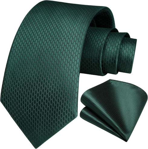 HISDERN Ties for Men Solid Tie Handkerchief Set Classic Woven Silk Business Polka Dot Mens Ties Necktie Wedding Party...