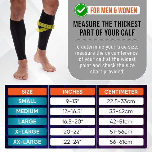 Calf Compression Sleeves for Men and Women - (1 Pair) Footless Compression Socks Support for Varicose Vein, Nursing, Pregnancy, Running - PhysFlex...