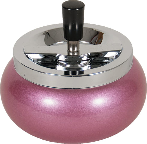 5.5" Large Metal Spinning Ashtray - Metallic Glitter Rounded Bottom (Pink)...