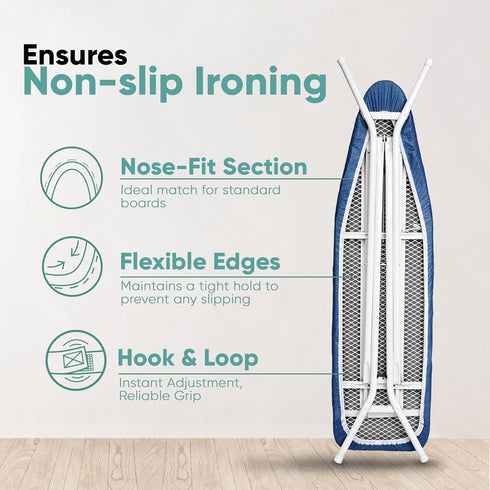 Home Intuition Iron Scorch Resistant Ironing Board Cover and Pad, 15x54, Standard Size Coated Thick Padding, Blue...