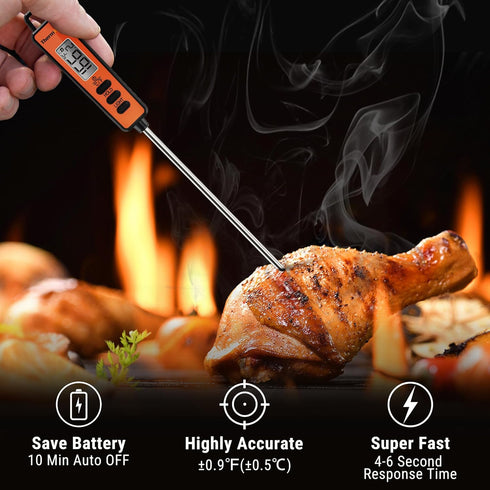 ThermoPro TP01A Digital Meat Thermometer for Cooking Candle Liquid Deep Frying Oil Candy, Kitchen Food Instant Read Thermometer with Super Long Pr...