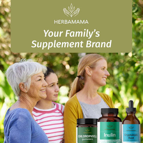 HERBAMAMA Inulin Powder Capsules 1200mg - Digestive Support & Gut Cleanse with Inulin Prebiotic Fiber - Vegan, Non-GMO Chicory Root Powder Supplem...