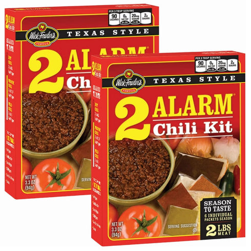 Wick Fowler's 2-Alarm Chili Kit, Texas Style Chili Seasoning Mix with Individual Packs of Spices, 3.3oz Box (Pack of 2)...