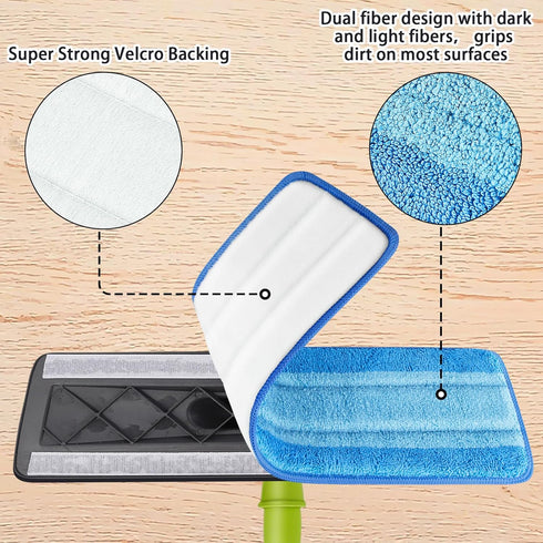 6 PCS Replacement Mop Pads, Microfiber Cleaning Mop Compatible with Bona Mop, Washable & Reusable Mop Refill Pads for Hardwood Floor,18 Inch, Blue...