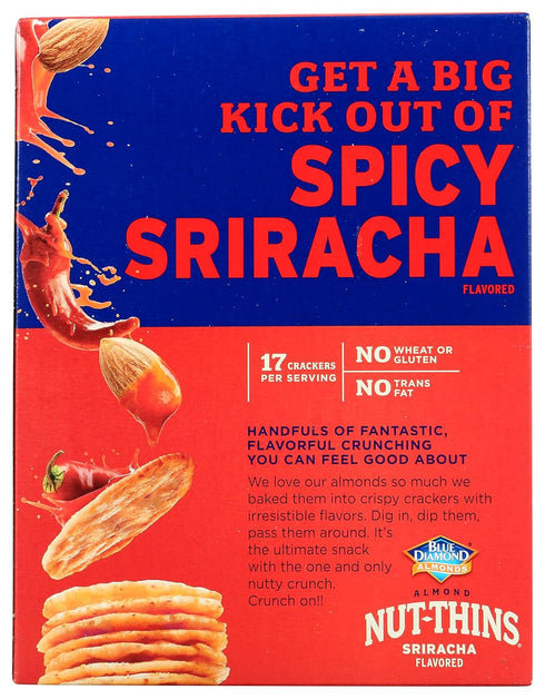 Blue Diamond NUT-THINS SRIRACHA Flavored Almond & Rice Cracker Snack (1-Box) (NET WT 4.25 OZ)...