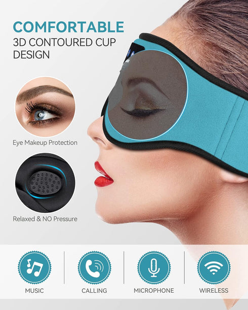 MUSICOZY Sleep Headphones 3D Bluetooth 5.4 Headband Sleep Mask, Wireless Sleeping Headphones Music Earbuds Eye Mask for Side Sleepers Travel with ...