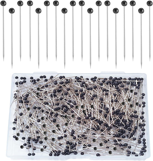 Sunenlyst Sewing Pins, 500 Pcs Straight Pins Ball Glass Head Pins with 1.5 Inch,Quilting Sewing Pins for Fabric, Black Pins for Jewelry DIY, Craft...
