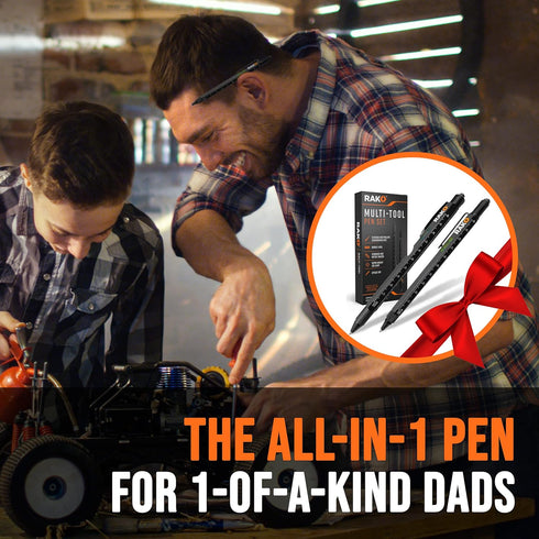 RAK Multi-Tool 2Pc Pen Set - LED Light, Touchscreen Stylus, Ruler, Level, Bottle Opener, Phillips Screwdriver, Flathead, and Ballpoint Pen...