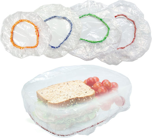 Culinary Elements Reusable Bowl Covers, 12 (Twelve)-Count, 4 Different Sizes with Elastic, Multi-Purpose Plastic Food Storage Cover sfor Leftovers...