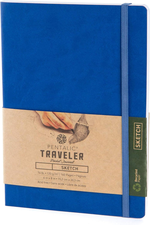 Pentalic 6" x 8" Pocket Sketchbook Traveler Journal, 160 Pages, Royal Blue...