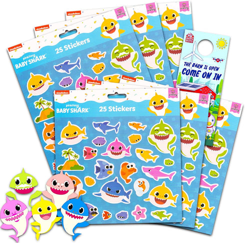 Baby Shark Stickers Party Favors Bundle - 150 Baby Shark Stickers for Kids Featuring Baby Shark, Mommy Shark, Daddy Shark for Crafts and More Plus...