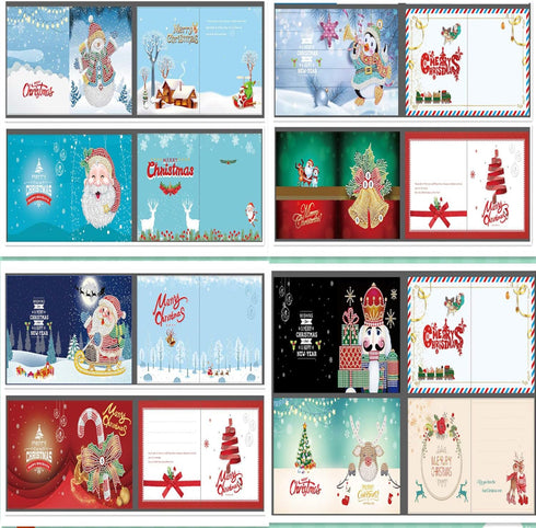 8 Packs Diamond Painting Christmas Cards by Numbers - Christmas Tree, Santa Claus, New Year Greeting Card, Stickers & Gifts...