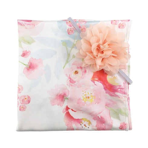 Baby Receiving Blanket Swaddle Blanket Newborn Wrap Swaddle Headband Set -Bloom Flower Pattern...
