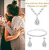 Bridal Silver Jewelry Set for Wedding, Hypoallergenic Crystal CZ Tennis Bracelet Dangle Earrings Necklace Set, Rhinestone Teardrop Wedding Jewelry...