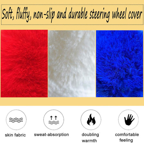 Fluffy Steering Wheel Cover for Women Fuzzy Steering Wheel Cover Winter Warm Faux Wool Plush Car Wheel Cover Furry Steering Wheel Protector Univer...