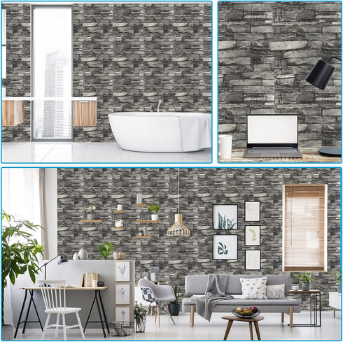 WAPANE 3D Brick Peel and Stick Wallpaper, 3D Wall Panels Self Adhesive, Removable Wallpaper Waterproof PE Foam Paintable,for Bedroom/Living Room/K...