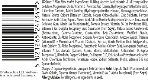 Wellteen Him Plus Omega-3 - Maximum Nutritional Support for Teenagers and Young Men Ages 13-19 - 56 Tablets and Capsules...