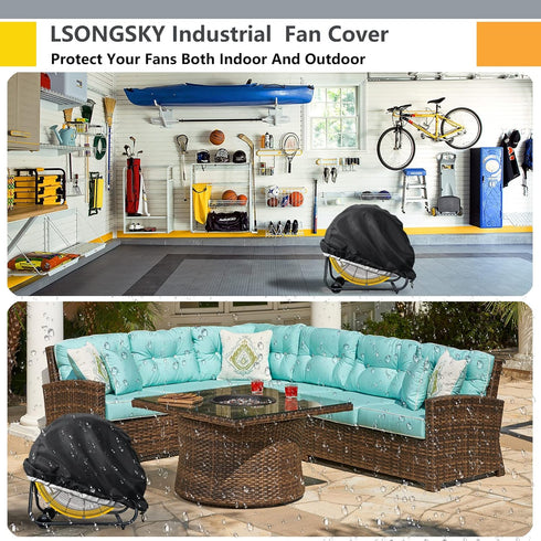 Industrial Fan Cover,Waterproof&Dustproof Cover Suitable for 24" High Velocity Movement Heavy Duty Drum Fan, Heavy Duty Outdoor Floor Fan Cover,Fi...