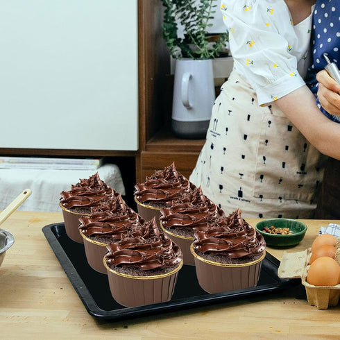 5.5 Oz Foil Cupcake Cups Muffin Tins 50 Pack,LNYZQUS Cupcake Liners With Dome Lids,Disposable Ramekins Pans Tins Cupcake Wrappers Holders,Large Mu...