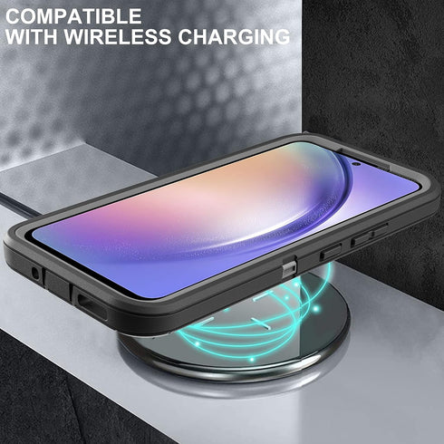 for Samsung Galaxy A54 5G Case, 3 in 1 Full Body Shockproof Heavy Duty Protection with 2-Pack Tempered Glass Screen Protectors, (Black/Grey)...