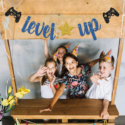 Level Up Banner, Video Game Theme Birthday Party Decoration for Kids Boys Girls, Happy 11th 12th13th 14th 15th 16th Birthday Party Supplies...