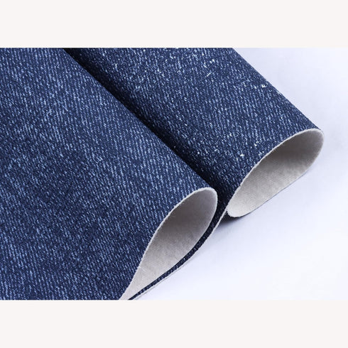 Jeans Fabric Texture Faux Leahter Sheets Solid Leather Fabric Sheets 12"x 53” (30cm x 135cm) Inch Large Size for Pad Cellphone Case Leather Earrin...