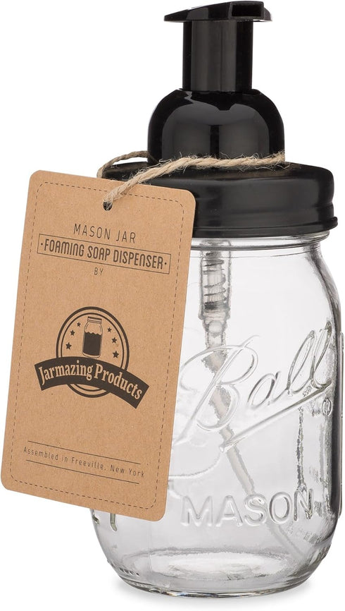 Jarmazing Products Mason Jar Foaming Soap Dispenser - Black - with 16 Ounce Ball Mason Jar - One Pack!...