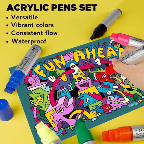 Jumbo Acrylic Paint Markers Pen,15mm Felt Tip Markers Water Based Paint Pens For Wood, Rock,Plastic and Almost All Solid Surfaces,Black Paint Pen ...
