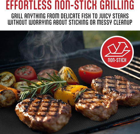 Kaluns Grill Mats For Outdoor Grill, Non Stick Grill Mat Reusable Mats for Gas, Charcoal, Electric Grills Set of 3 PTFE Teflon Barbeque Accessorie...