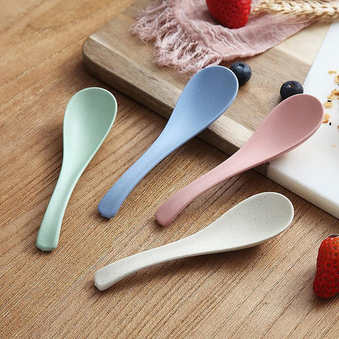 WUWEOT 24 Pack Wheat Straw Soup Spoons, 6 Inches Colourful Unbreakable Meal Spoon, Cereal Dinner Spoon for Kid and Adult, Microwave Dishwasher Saf...