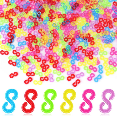 S Clips, 500PCS Clear Loom Rubber Band Clips Colorful Plastic Band Clips Bracelets and DIY Handicrafts Bracelet Making Refill Kit, Connectors Refi...
