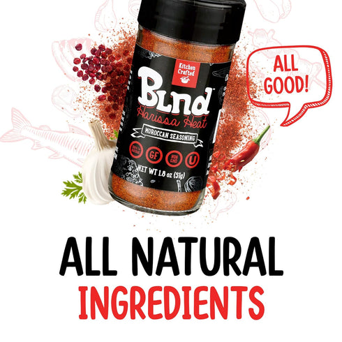 Kitchen Crafted - BLND Harissa Heat Spices and Seasonings, Moroccan BBQ Rubs and Spices for Smoking, Use As Steak Seasoning, Brisket Rub, Chicken ...