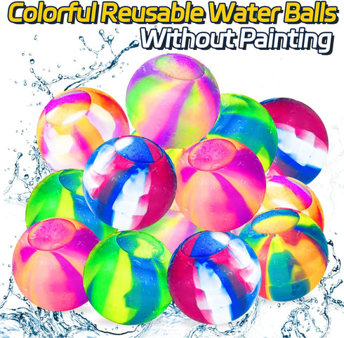 8 Pack Reusable Water Balloons, Summer Pool Toys Water Bomb Balls for Boys Girls Age 3 4-7 8-12 Gift, Self-Sealing Quick Fill Water Balloons for K...