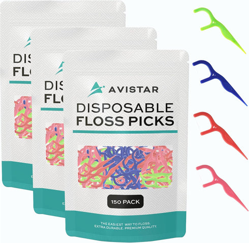 450 Travel Floss Picks Bulk - Multi-Color Easy Grip Disposable Floss Picks - Dental Floss Pick - Smooth Strong Dental Flossers for Teeth - Gently ...