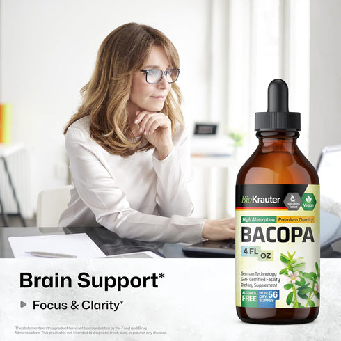 Bacopa Monnieri Organic Tincture - Cognitive Health Support Liquid Supplement - Organic Bacopa Herbal Extract - Alcohol & Sugar Free Vegan Drops 4...