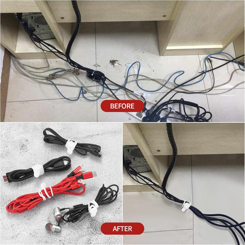 25 Pcs Silicone Cable Ties, Reusable Cable Straps Wire Organizer, Cable Management Cord Organizer for Fastening Earphone Phone Charger Home Office...