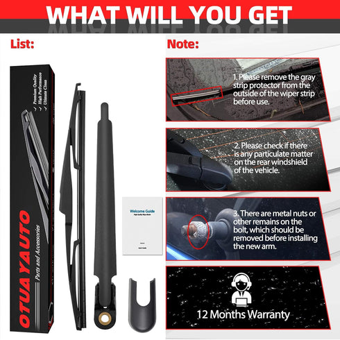 Rear Windshield Wiper Arm Blade Set for Hyundai Santa Fe 2013-2017...