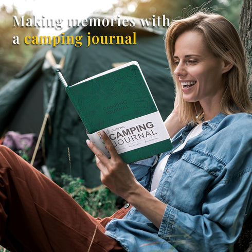 JUBTIC Camping Journal and RV Travel Log Book, A5 Adventure Journal for 25 Camping, Hiking Journal, Family Travel Books Camper Essentials Camping ...