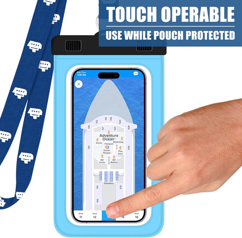 Cruise Lanyards Extra Large Waterproof Cell Phone Pouch Dry Case w/Touch Screen - for Screen Size up to 7” (iPhone 15 14 13 Max, Samsung Galaxy S2...